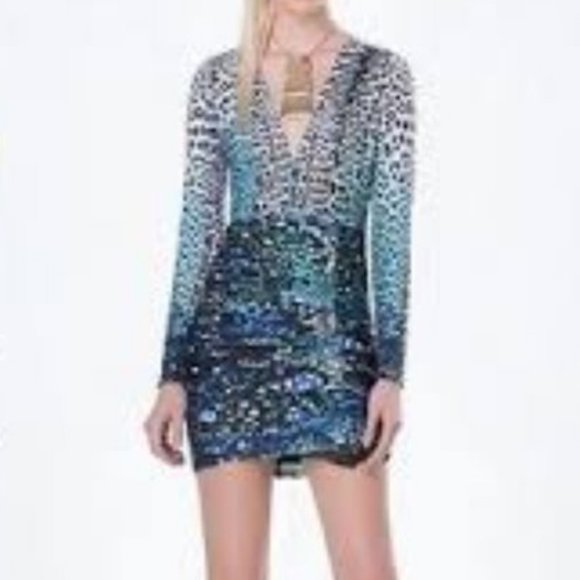 💋 bebe animal print deep v obsession new dress S RARE 💋 - Picture 3 of 7